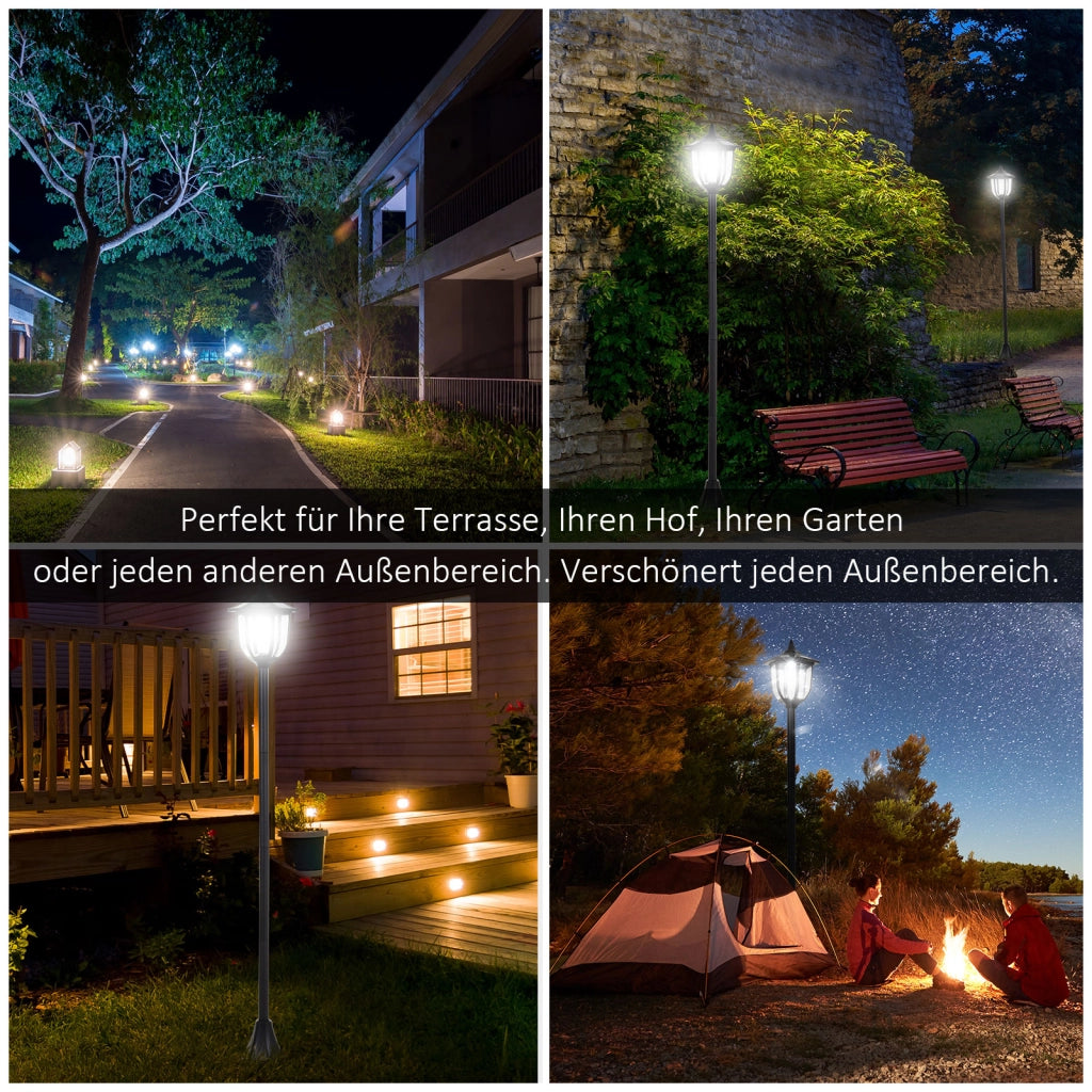 LANTERNA Solare da Giardino 15x15x120 cm Plastica Nera con Picchetto