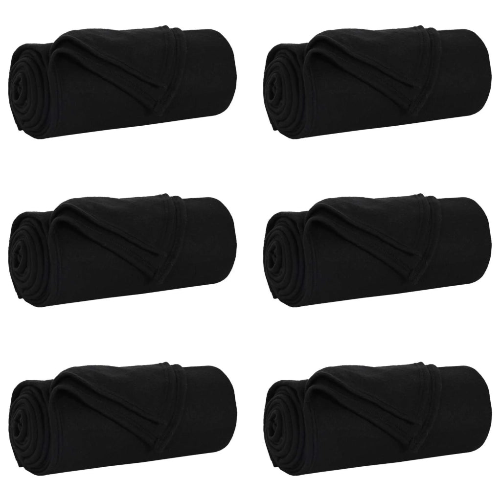 Coperte da Pile 6 pcs Nero 200 x 150 cm Panno 42017066