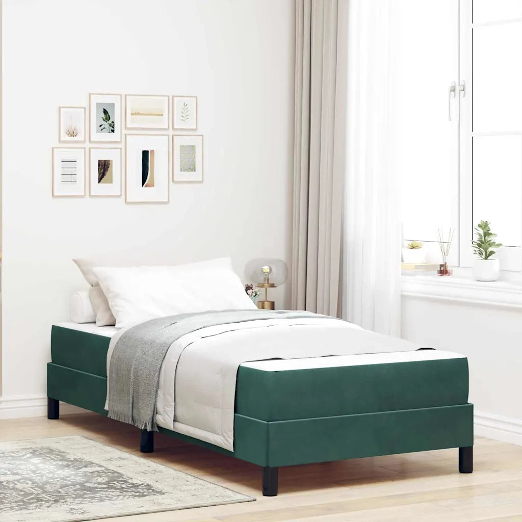 Letto a molle con materasso Verde Scuro 90 x 200 cm Tessuto