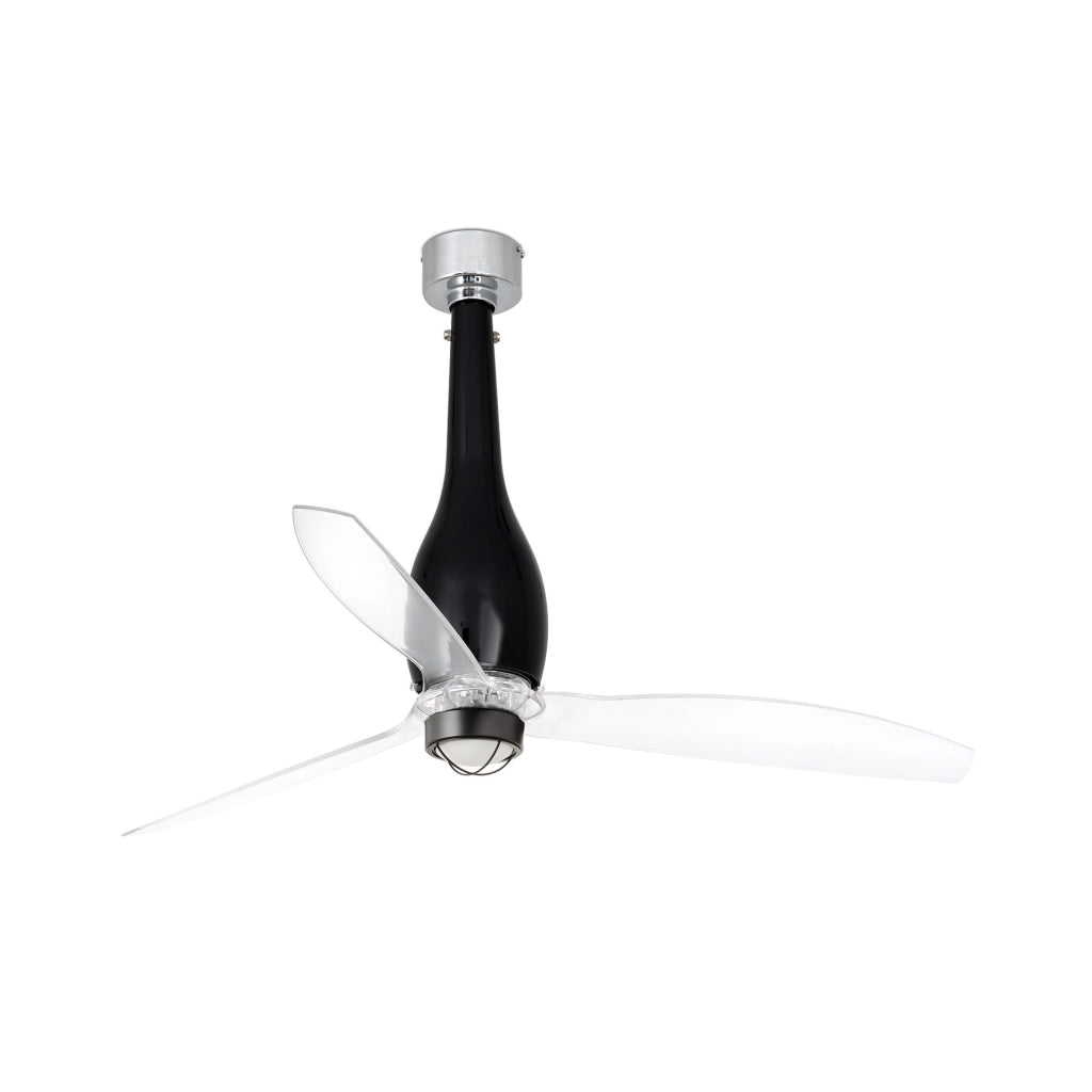FARO Ventilatore da soffitto con luce 1280 mm motore DC 6 velocita funzione inversa telecomando Nero Lucido Acciaio Vetro Eterfan FARO-32002_10