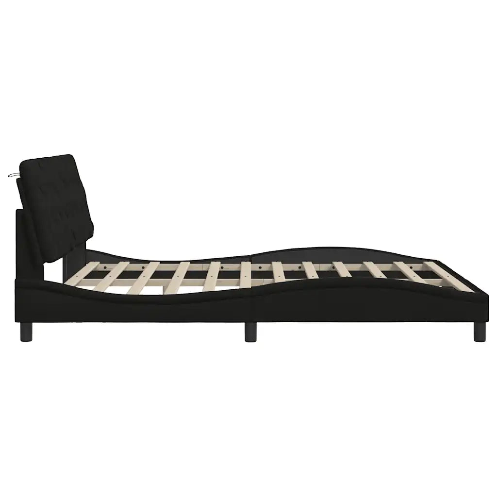 Letto matrimoniale | Letto per adulti | Giroletto senza Materasso Nero 180x200 cm in Tessuto