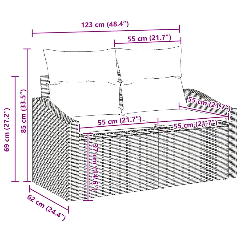 Set di divani con cuscino 6 pcs Nero polyrattan 3346787