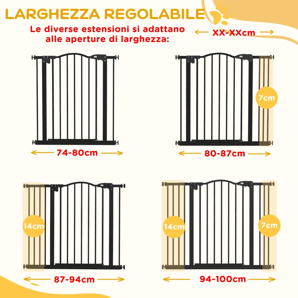Cancelletto per Cani Estensibile ¨C Minimal ¨C Nero Metallo Plastica 74-100x78 cm