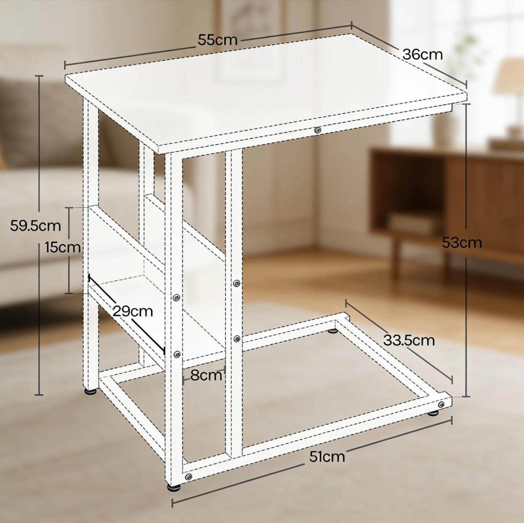 TAVOLINO C-Form 55x36 cm Marrone Rustico in metallo e legno
