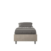 BS COM Letto singolo con rete imbottito 80x210 microfibra sabbia
