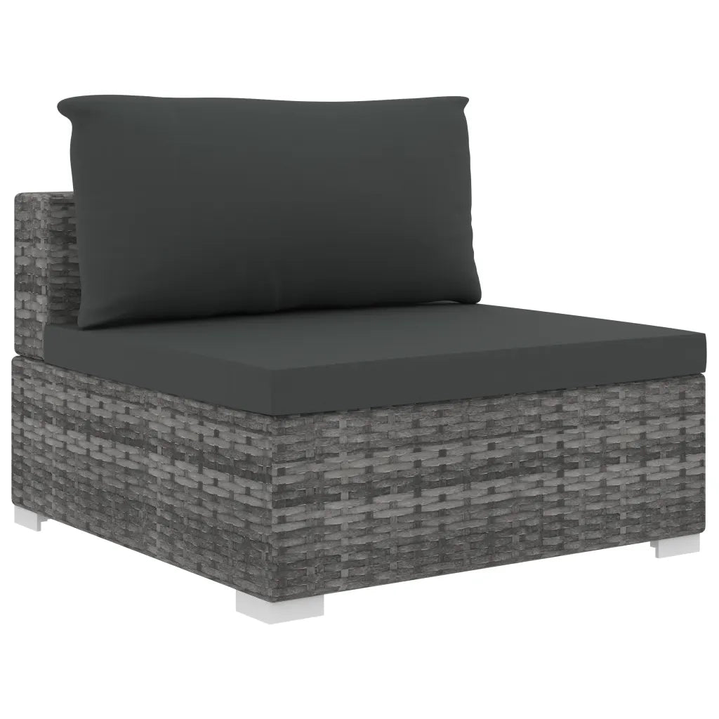 Set Divani da Giardino 11 pz con Cuscini in Polyrattan Grigio 48321