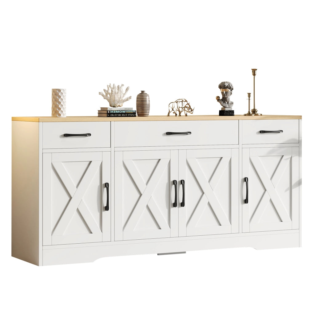 Madia bianca in MDF con 3 cassetti e 4 ante