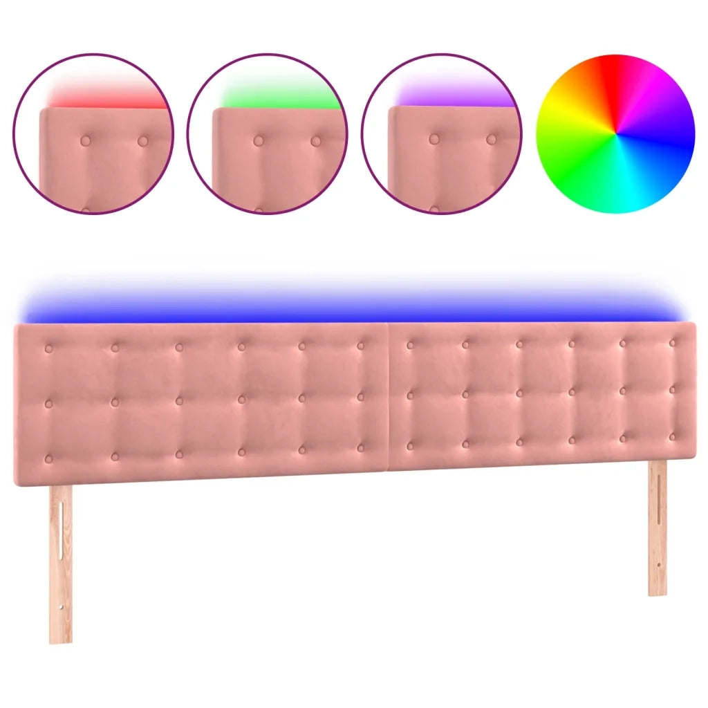 Testiera a LED-Testata con LED Rosa 160x5x78/88 cm in Velluto 924182