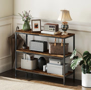 Tavolo consolle industriale 3 ripiani marrone rustico 101×35×80 cm