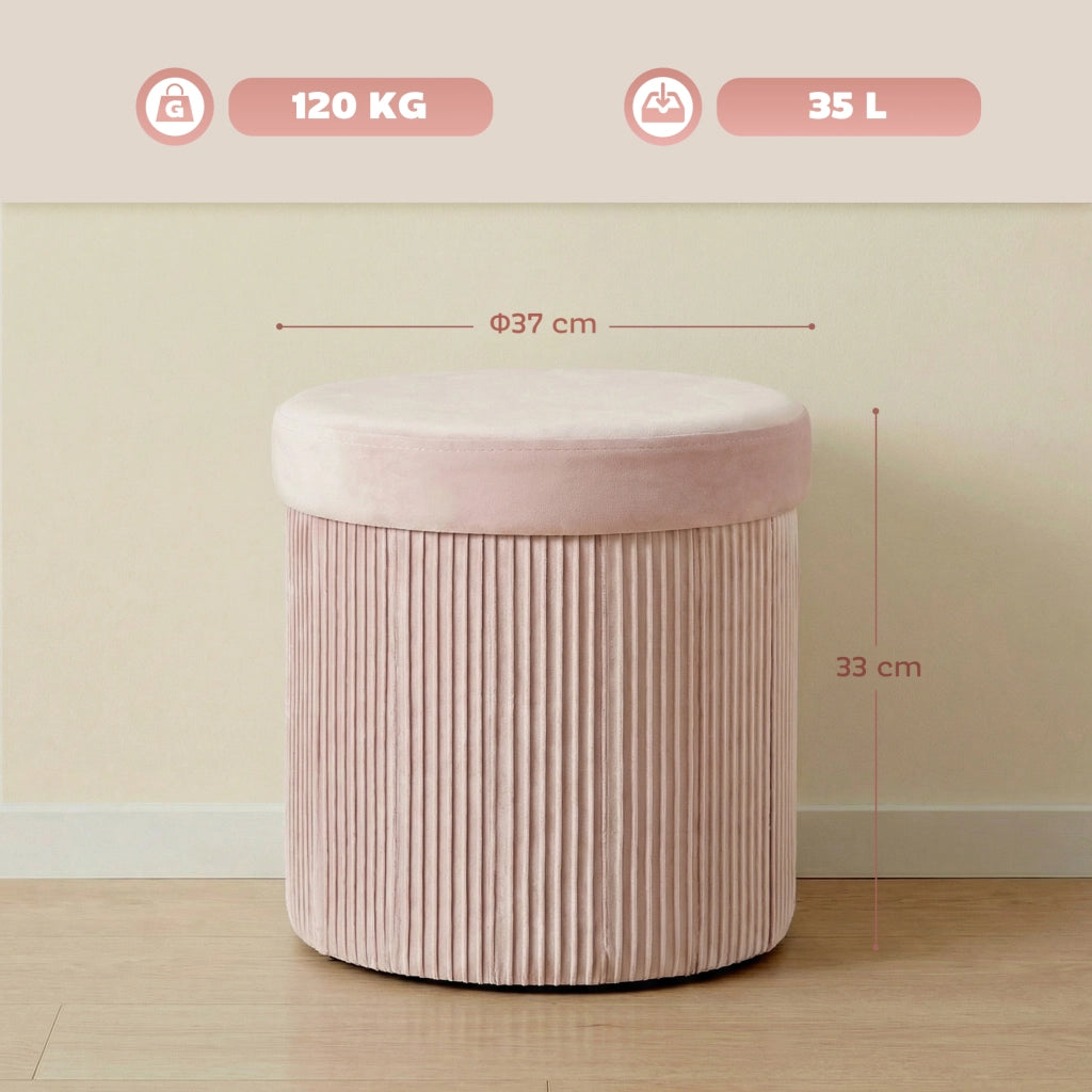 Pouf Contenitore Rotondo ¨C Minimal ¨C Rosa Velluto 38x38x38 cm