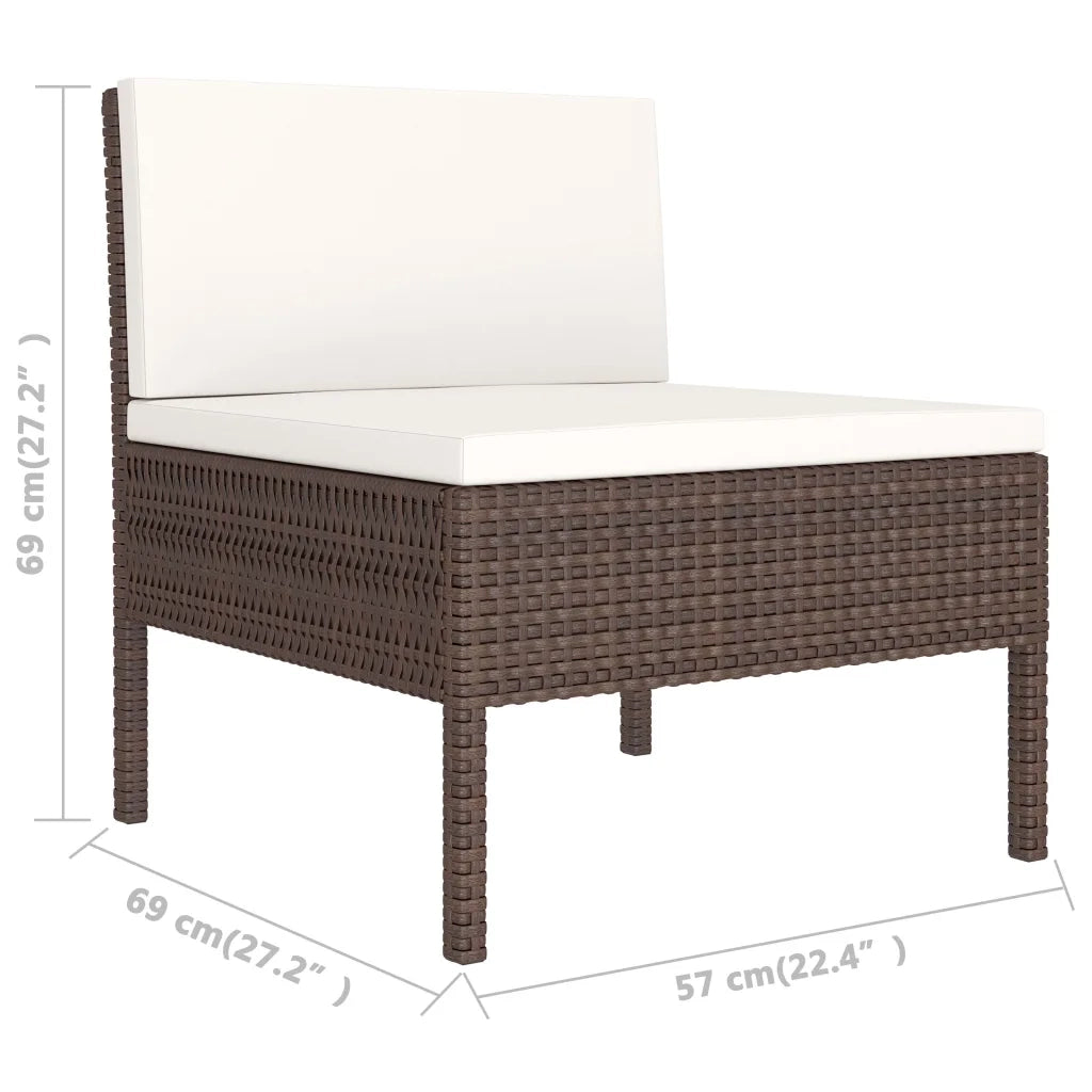 Set Divani da Giardino 6 pz | Set Salotto da Giardino con Cuscini in Polyrattan Marrone