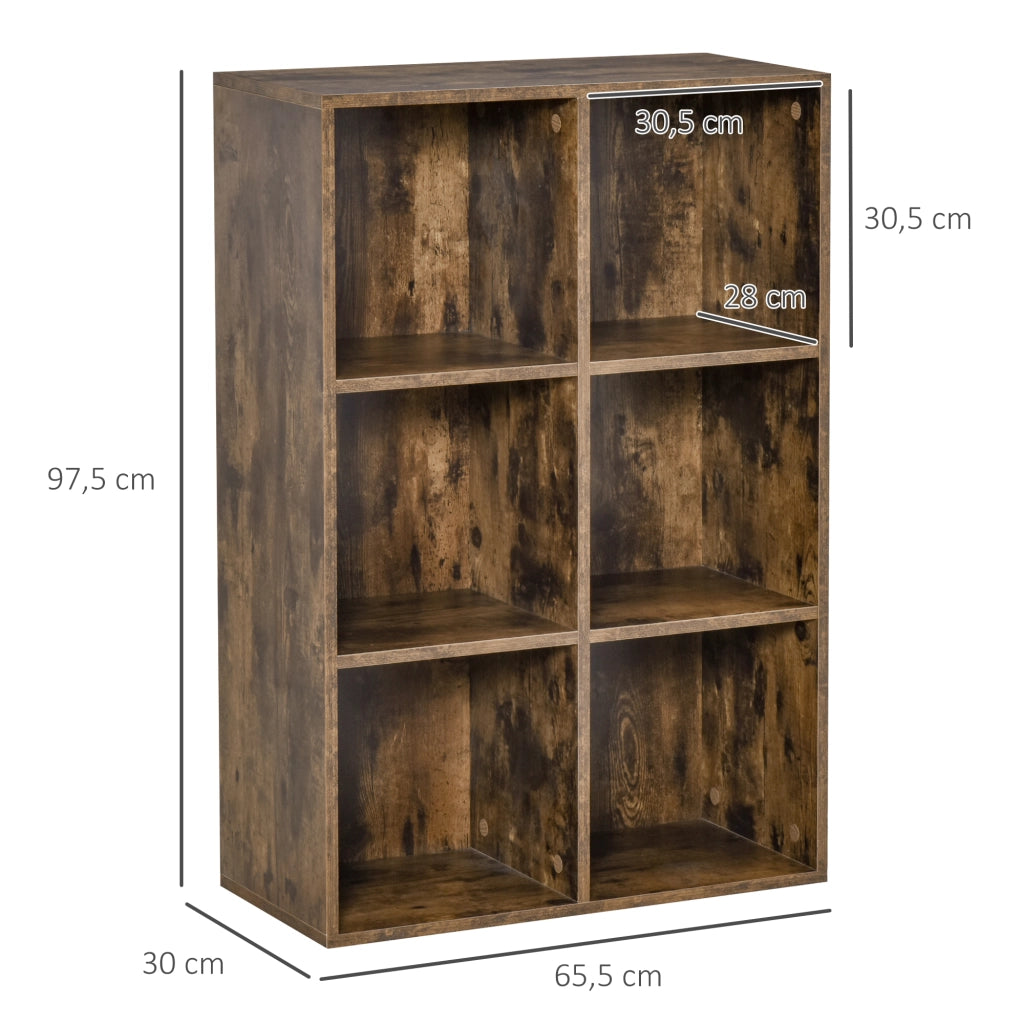 Libreria a 3 Livelli con 6 Cubi ¨C Xylo ¨C Legno Marrone Rustico 65,5x30x97,5 cm