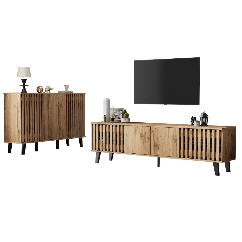 Mobile porta TV e credenza abbinati effetto legno naturale
