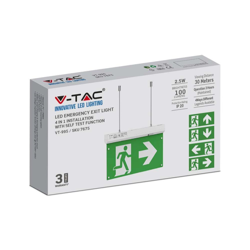 4in1 Luce di uscita di emergenza con pulsante di self test e controllo RF 6000K