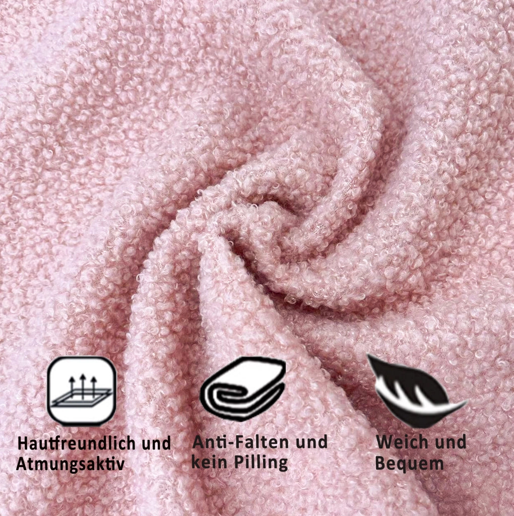 Letto per bambini imbottito 90x200 cm con schienale e braccioli in tessuto Teddy rosa