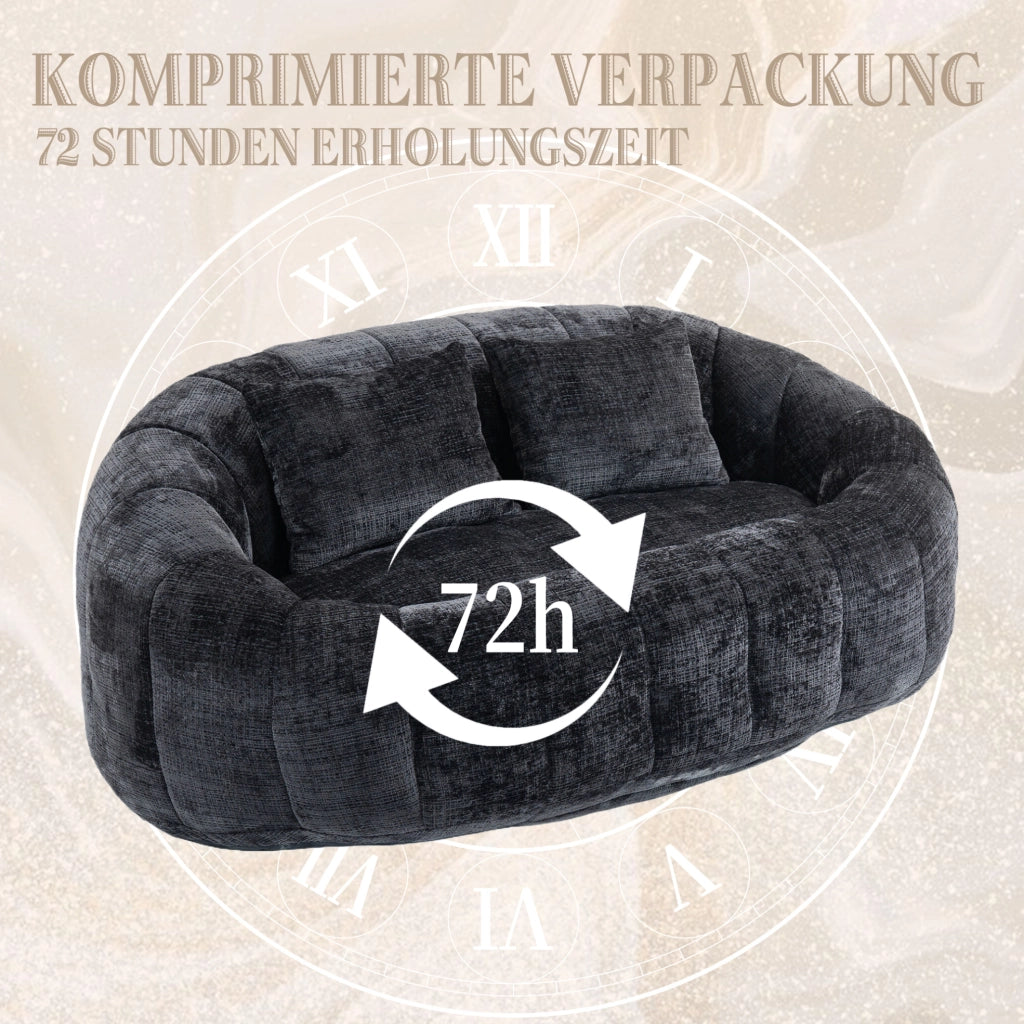 DIVANO SACCO 150x95x63 cm Chenille Nero 2 posti