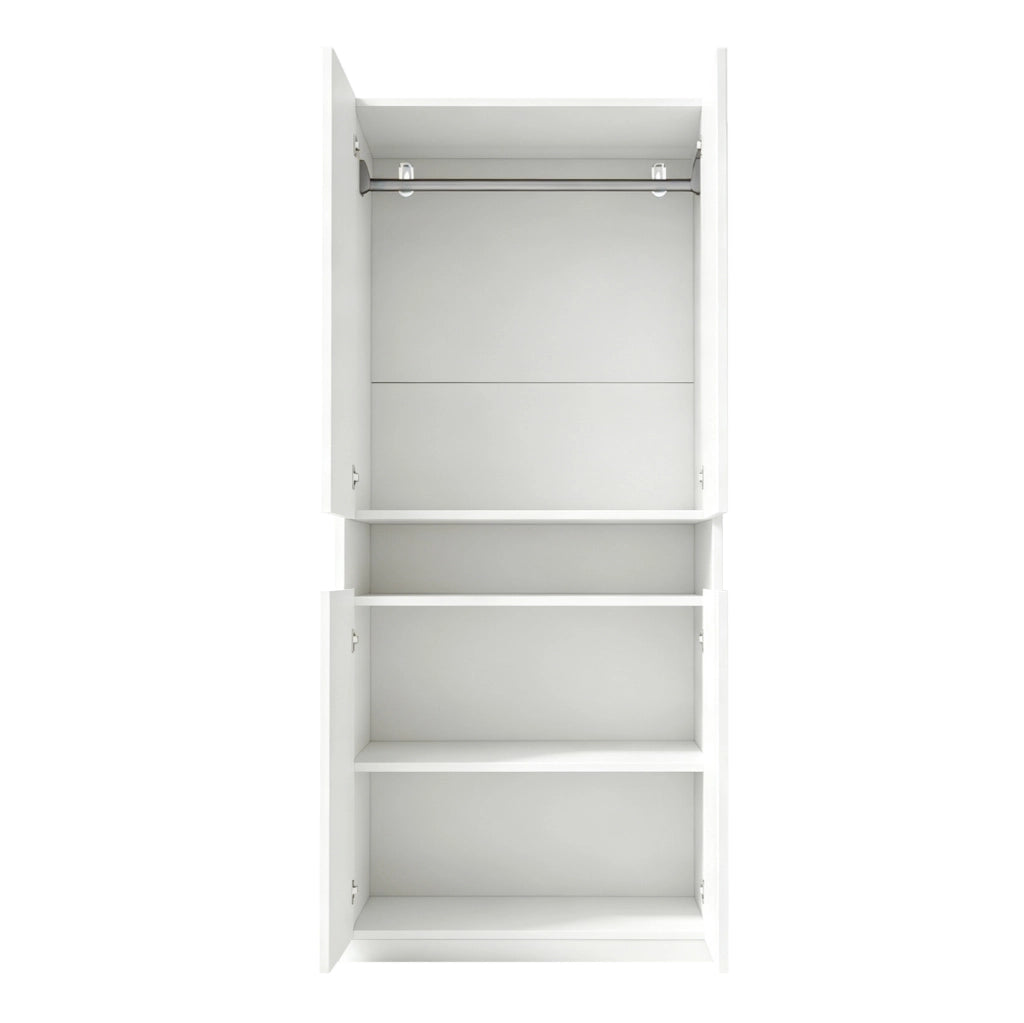 Armadio guardaroba 70x55x180 cm con vano centrale LED in MDF bianco