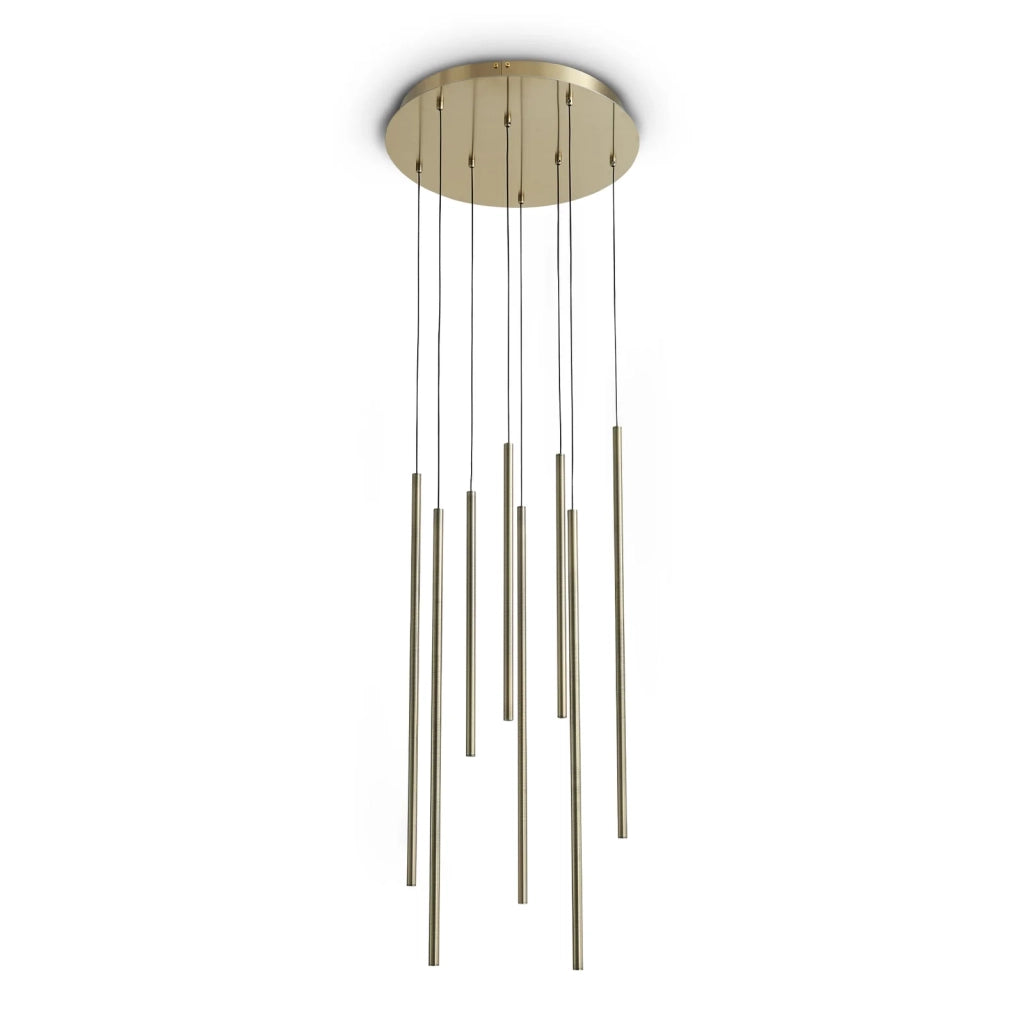 Lampada Da Terra Look 8 Luci LED 16W Luce Naturale Ottone Altezza Regolabile Ideal Lux
