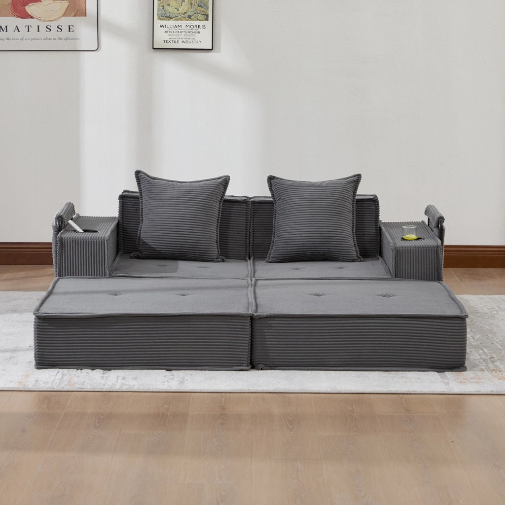 Divano Letto 2 Posti con Poggiapiedi e Cuscini ¨C MINIMAL ¨C Tessuto