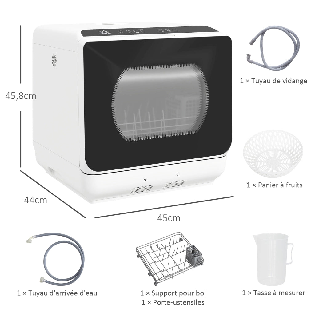 Lavastoviglie Mini 4 Coperti 5 Programmi ¨C Minimal ¨C Bianco 45x44x45.8 cm