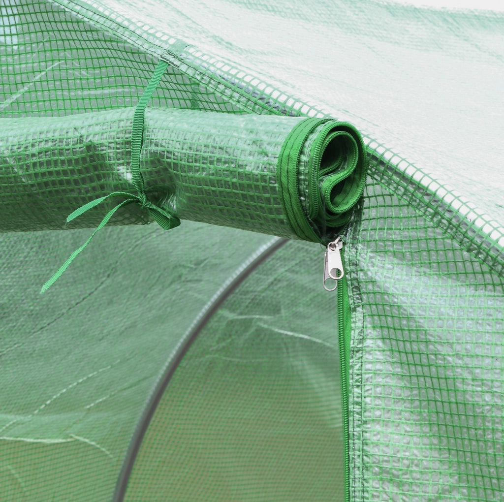 Telo di ricambio ULEVR per serra a tunnel 300x300x200 cm, in polietilene verde con 24 finestre e porta avvolgibile