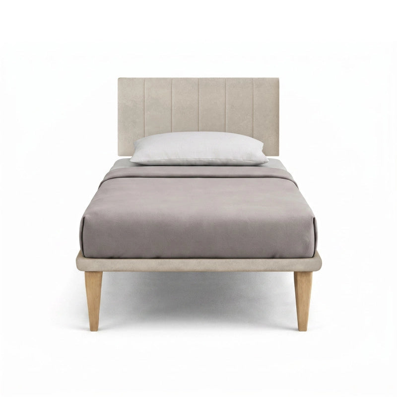 Letto imbottito Singolo 80x190 cm Vertical - Con rete,Microfibra,Sabbia