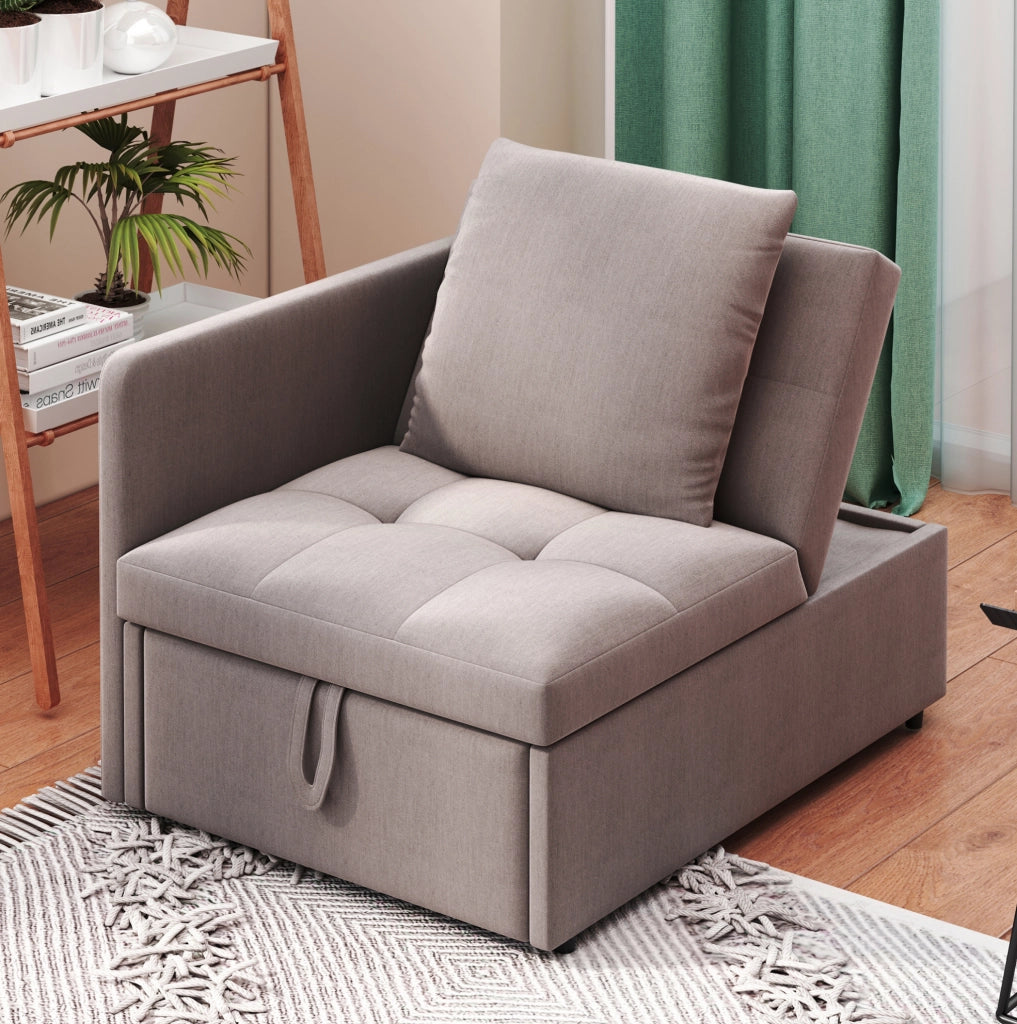 Divano letto trasformabile 3 in 1 grigio con schienale regolabile