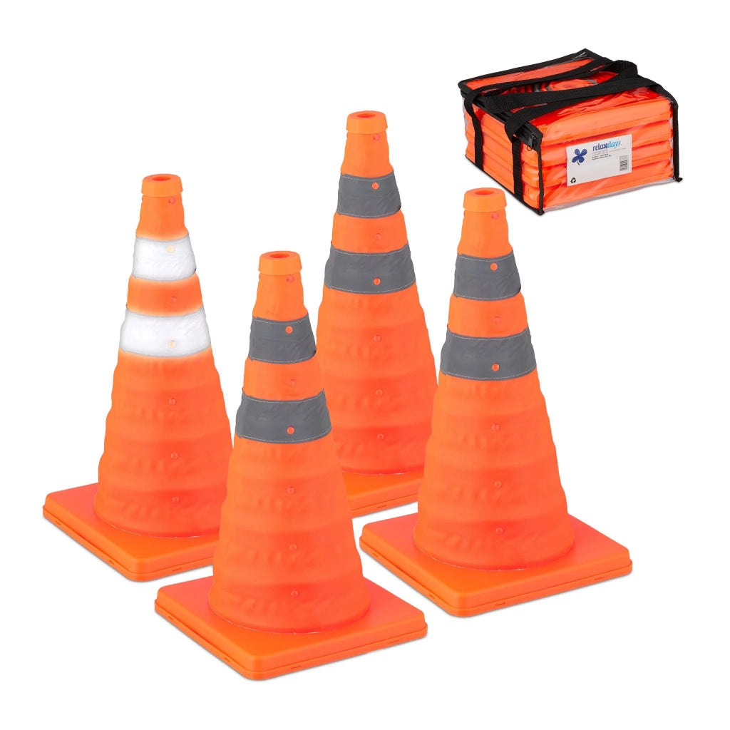Set di 4 coni di segnalazione pieghevoli pratici allenamento visibile in PVC arancione 13_0014361