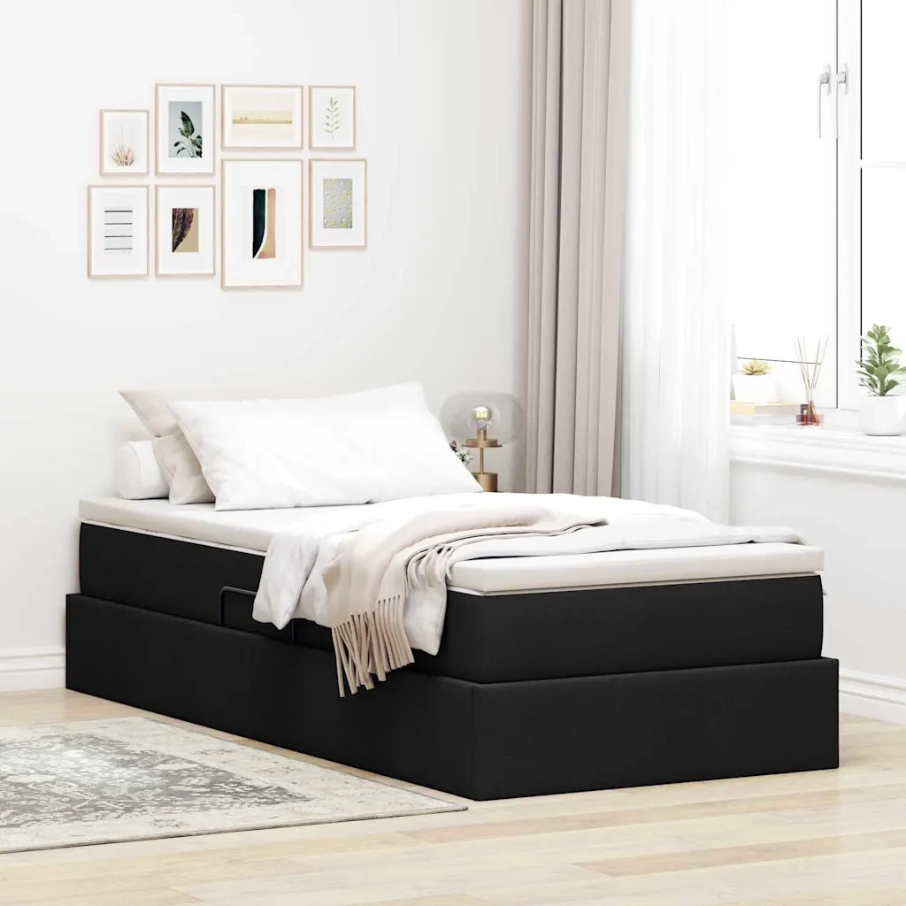 Letto con contenitore e materasso Nero 100 x 200 cm Poliestere 3370208