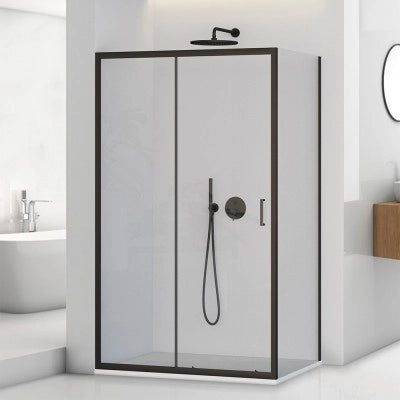 Box doccia angolare 80x140 cm scorrevole con profilo nero opaco  Tay