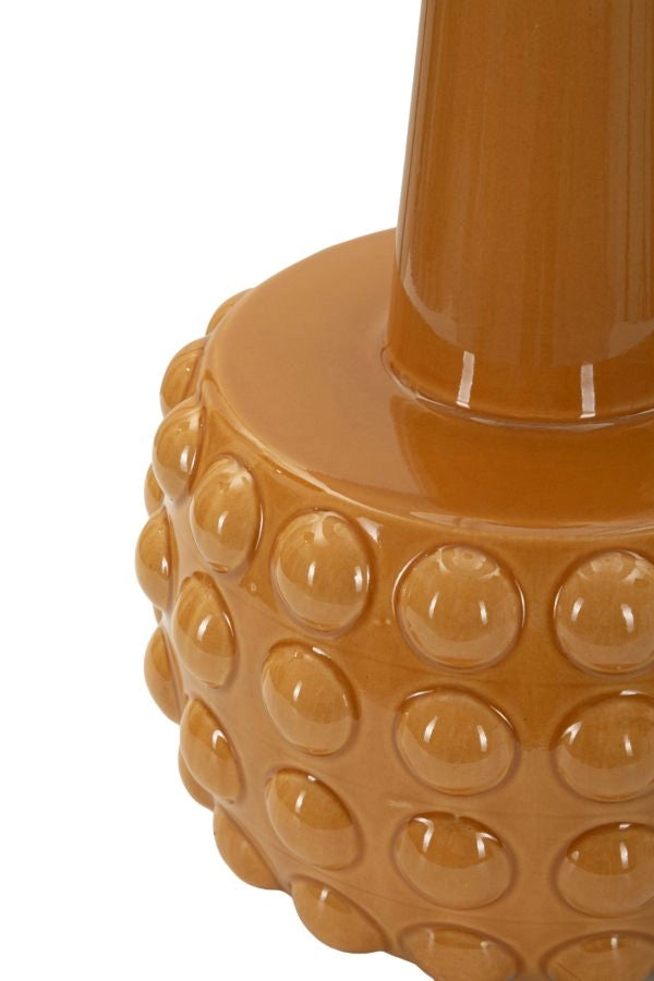 Lampada da Tavolo Gress Senape Ø30x51,5 cm in Ceramica e Ferro e Tessuto Senape e Bianco