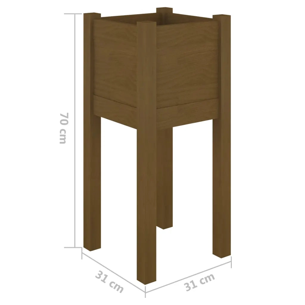 Fioriera Giardino-Vaso da Esterno-Contenitore per Piante Marrone Ambra 31x31x70 cm Legno Massello Pino