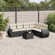 Set Divani da Giardino con Cuscini 7pz Nero Polyrattan