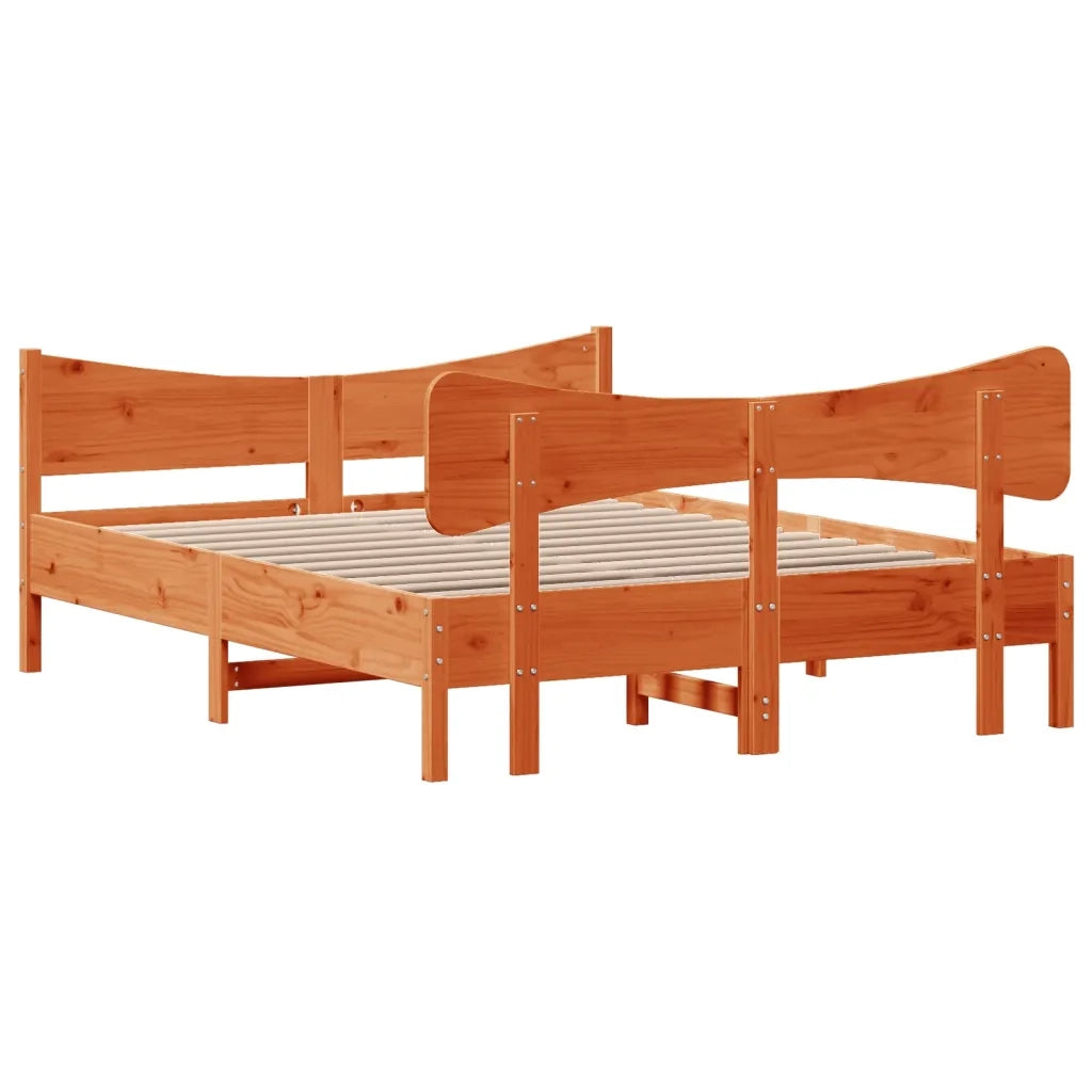 Letto senza Materasso-Struttura Letto Marrone Cera 135x190 cm in Legno di Pino 808156