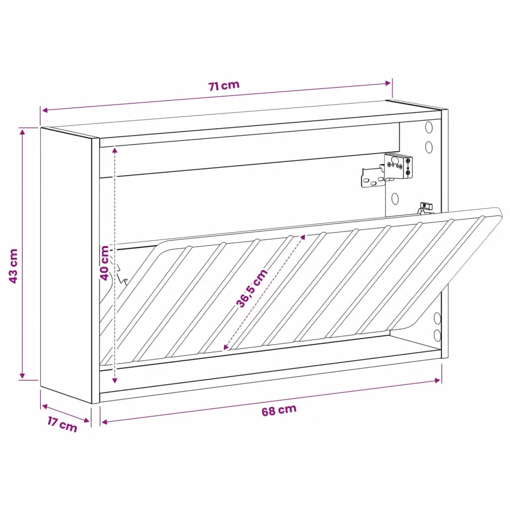 Mobiletto per Scarpe da Muro ZWOLLE 71 x 17 x 43 cm 896408