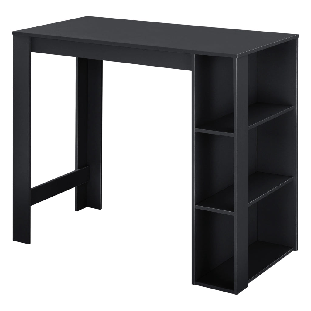 Tavolo Alto da Bar Danderyd Bancone a 3 Ripiani Laterali 120 x 60 x 106 cm - Nero [en.casa]