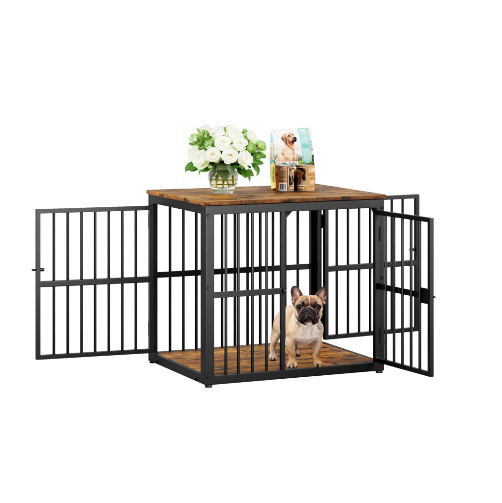 Gabbia modulare per cani con 3 porte, nero e marrone