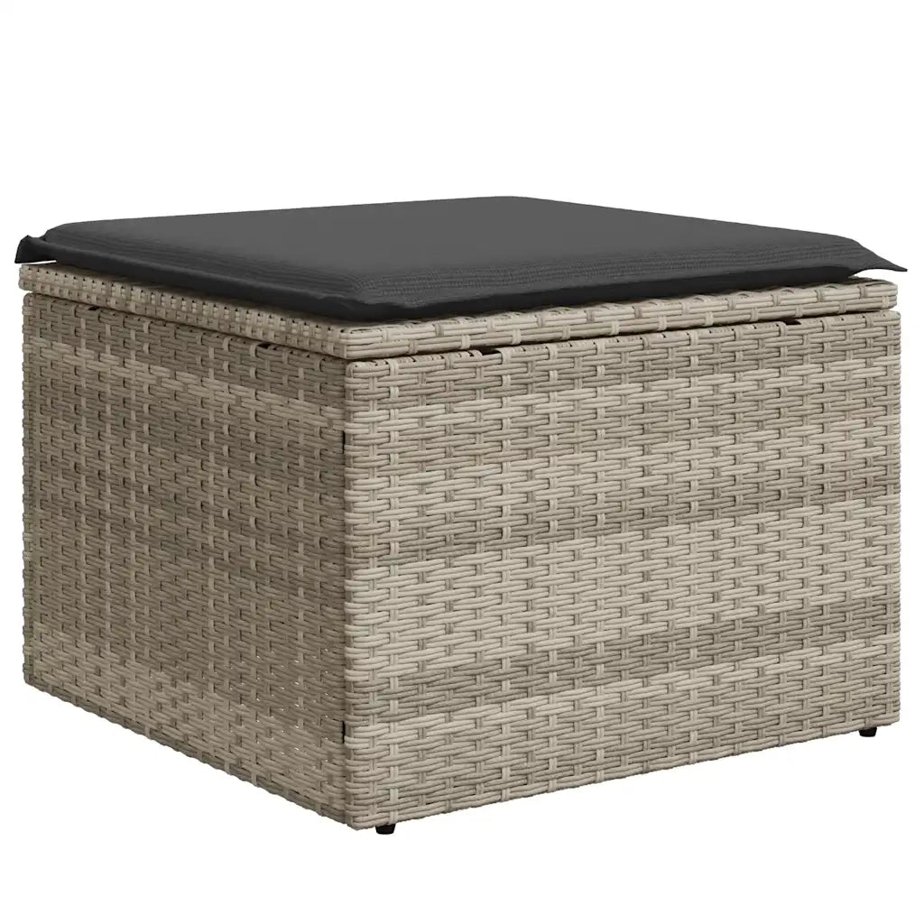 Set Divani da Giardino 7pz con Cuscini Grigio Chiaro Polyrattan