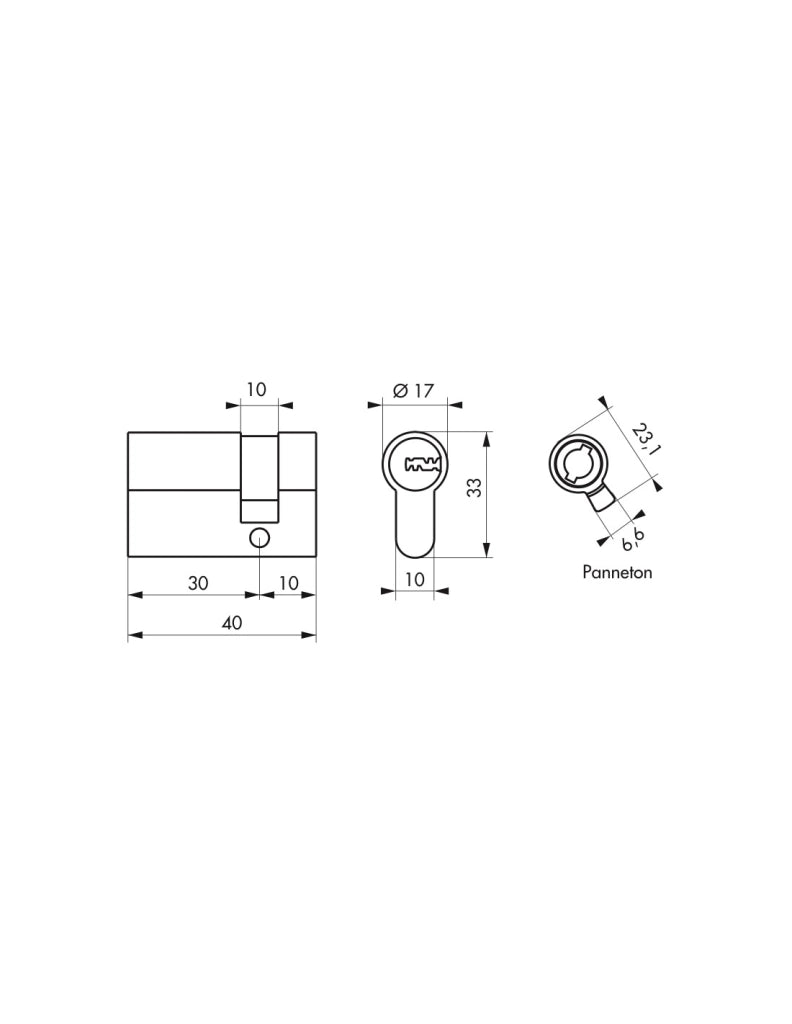 Semicilindro europeo TRAFIC 12 30 x 10 mm, nichelato, anti-perforazione, anti-rottura, 5 chiavi piatte reversibili – THIRARD