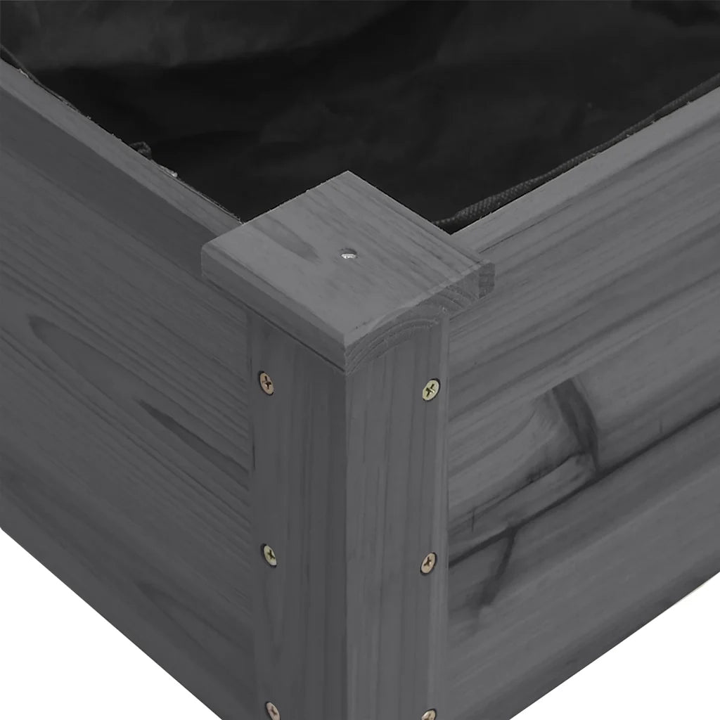 Fioriera | Cassetta per fiori | Vaso con Fodera Grigia 203x53x76cm Legno Massello di Abete