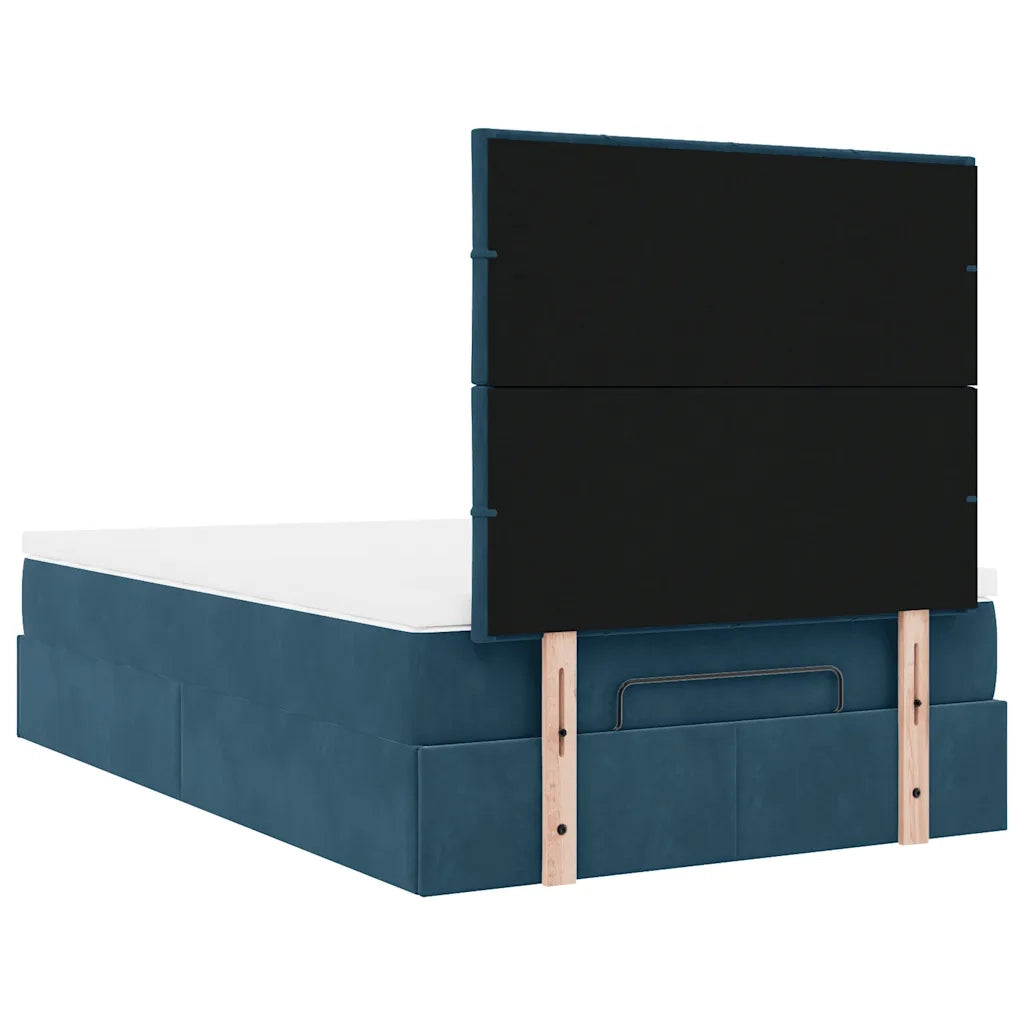 Struttura Letto Pouf con Materassi Blu Scuro 120x200 cm Velluto 3314316