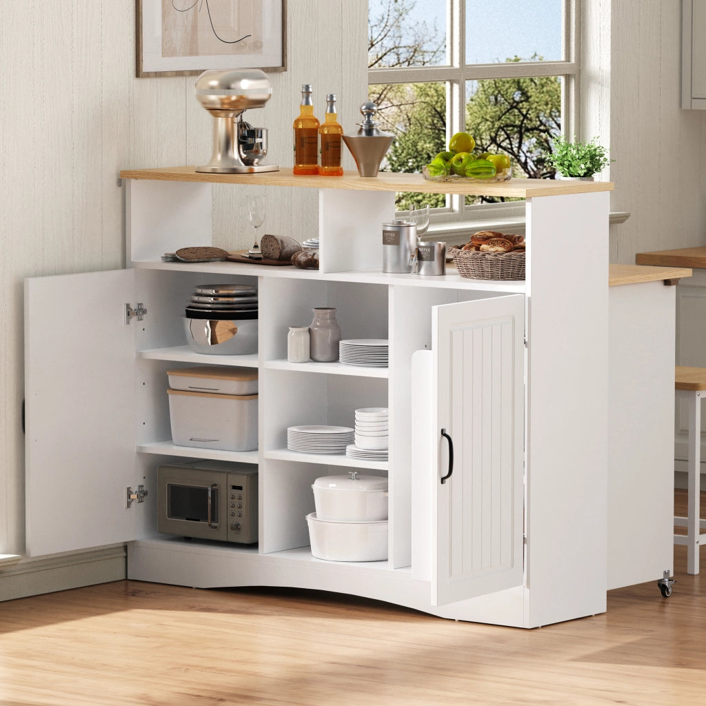 Isola da cucina con piano ribaltabile in MDF e PB bianca