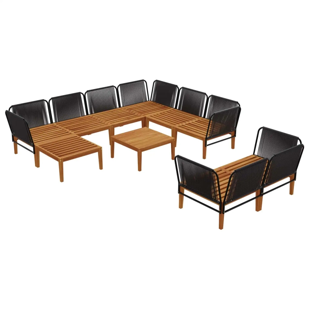 10 pz Legno massiccio di acacia e corda Naturale 3407751