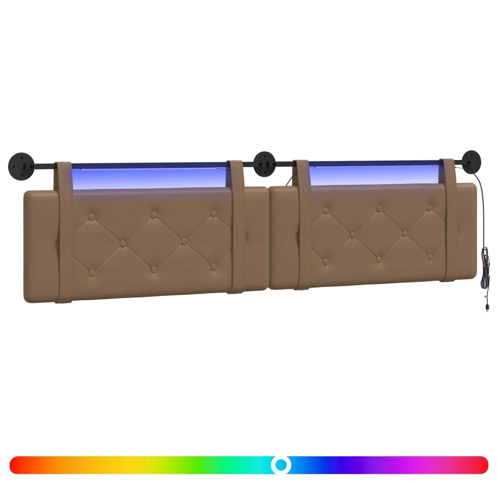 Testiera | Testata sospesa Con luce LED Cappuccino Similpelle