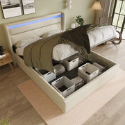 Letto contenitore 160x200 con testiera LED bianca