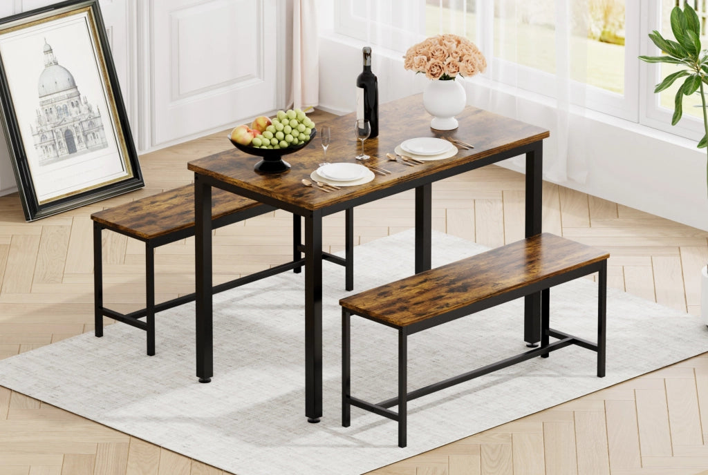 TAVOLO Set da pranzo 110 x 60 x 75 cm Rustico Marrone e Nero per 4 persone
