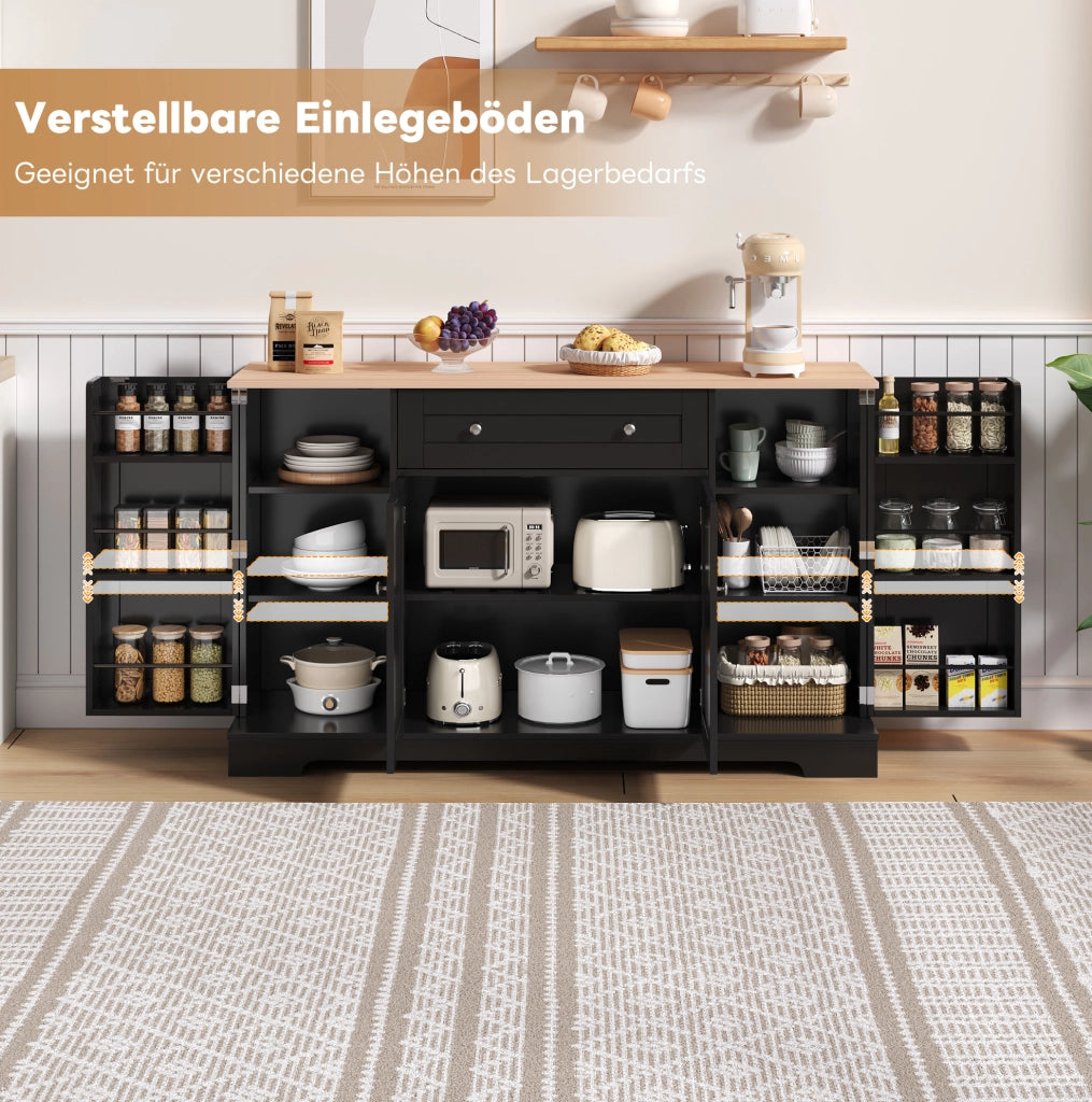 Credenza moderna nera in MDF con cassetto e ripiani regolabili