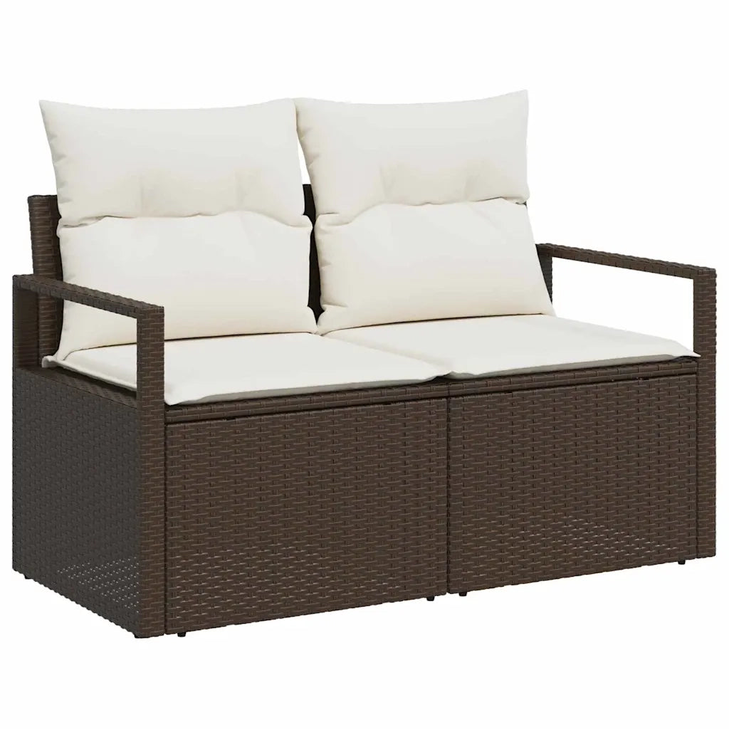 Set Divano da Giardino 9 pcs Marrone e Crema polyrattan