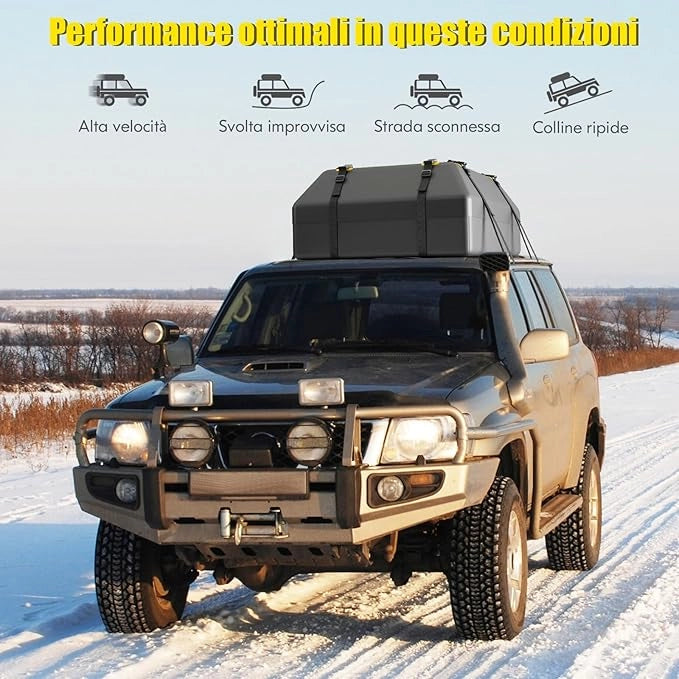 Borsa da Tetto per Auto, Borsa Portapacchi Impermeabile per Tutti i Veicoli Con/Senza Barre Portapacchi, 420L, con Tappetino Antiscivolo, Corda, Lucchetto e Ganci(86 x 112 x 43 cm)