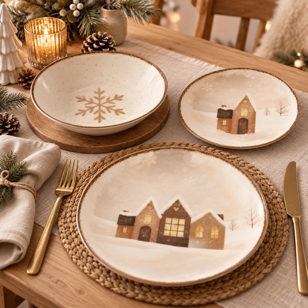 Servizio di Piatti da Tavola Natale Coupe Cinnamon Glow 18 Pezzi
